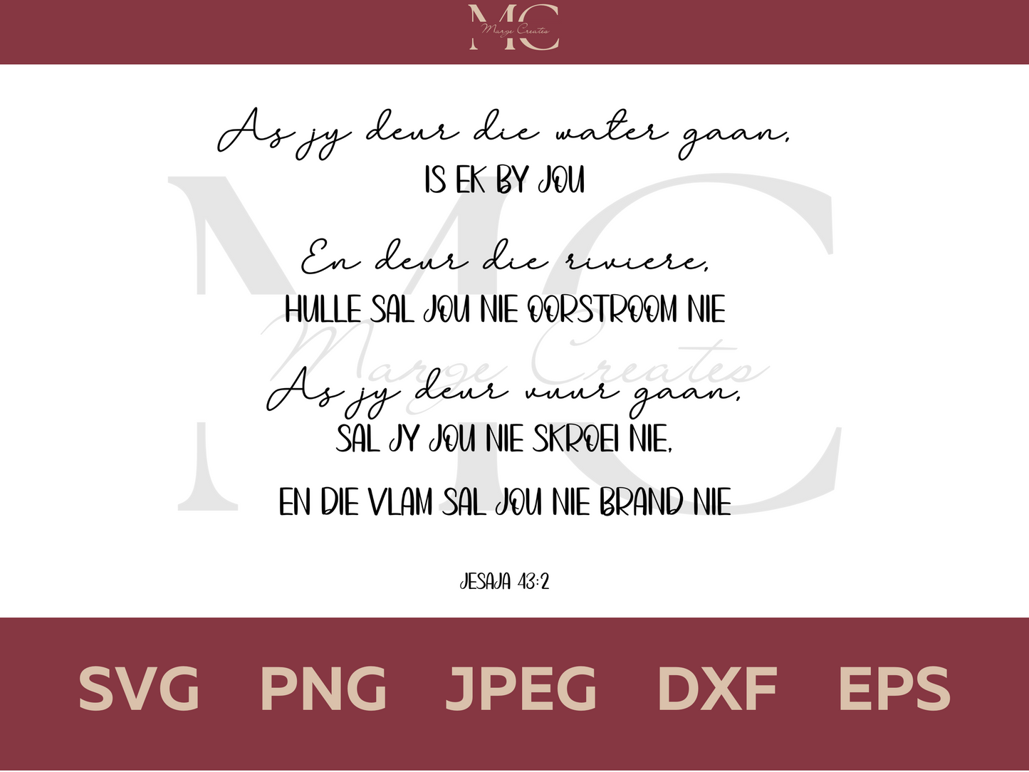 As Jy Deur Die Water Gaan, Is Ek By Jou PNG & SVG