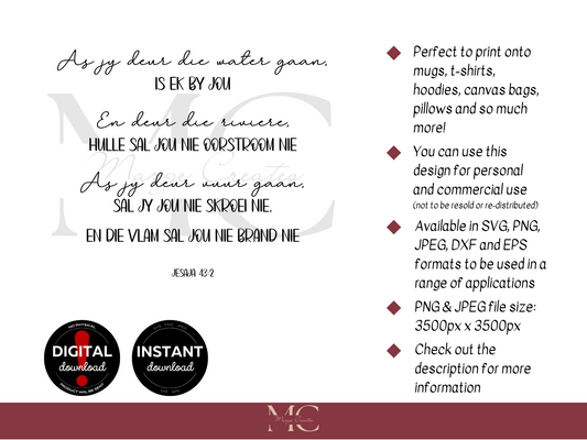 As Jy Deur Die Water Gaan, Is Ek By Jou PNG & SVG