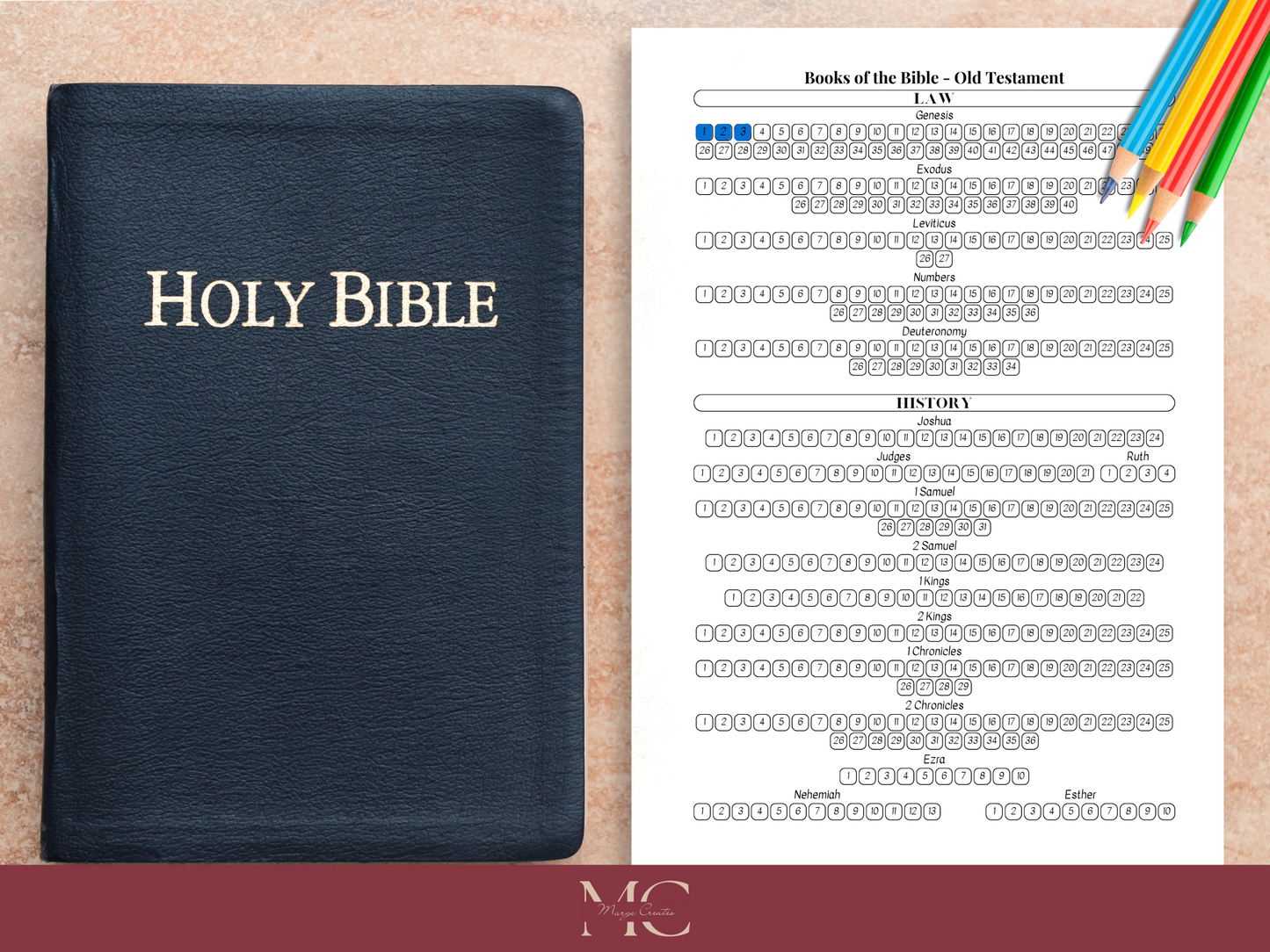Bible Reading Tracker, Bible Reading Chapter Tracker
