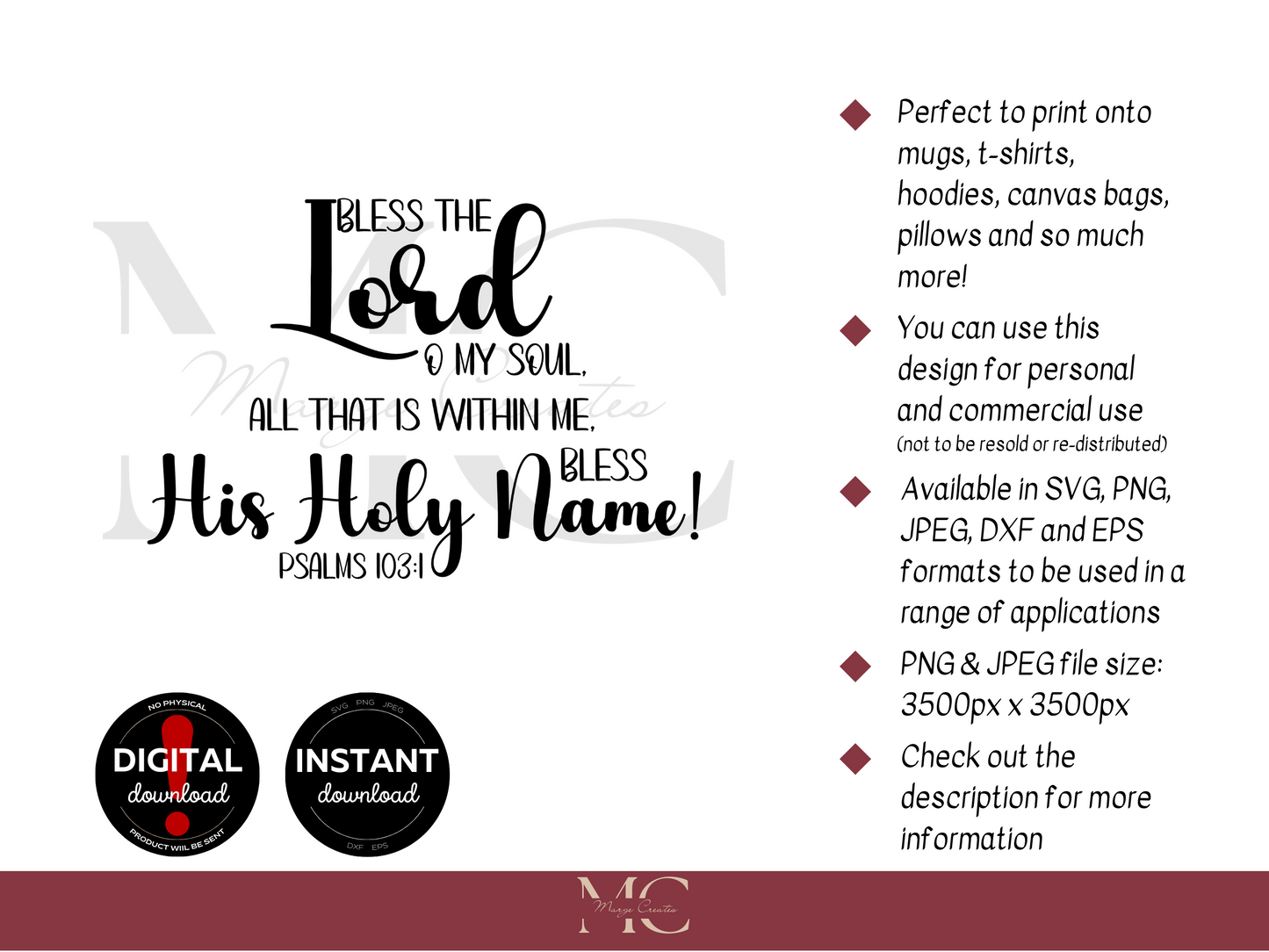 Bless The Lord O My Soul, All That Is Within Me, Bless His Holy Name! PNG & SVG