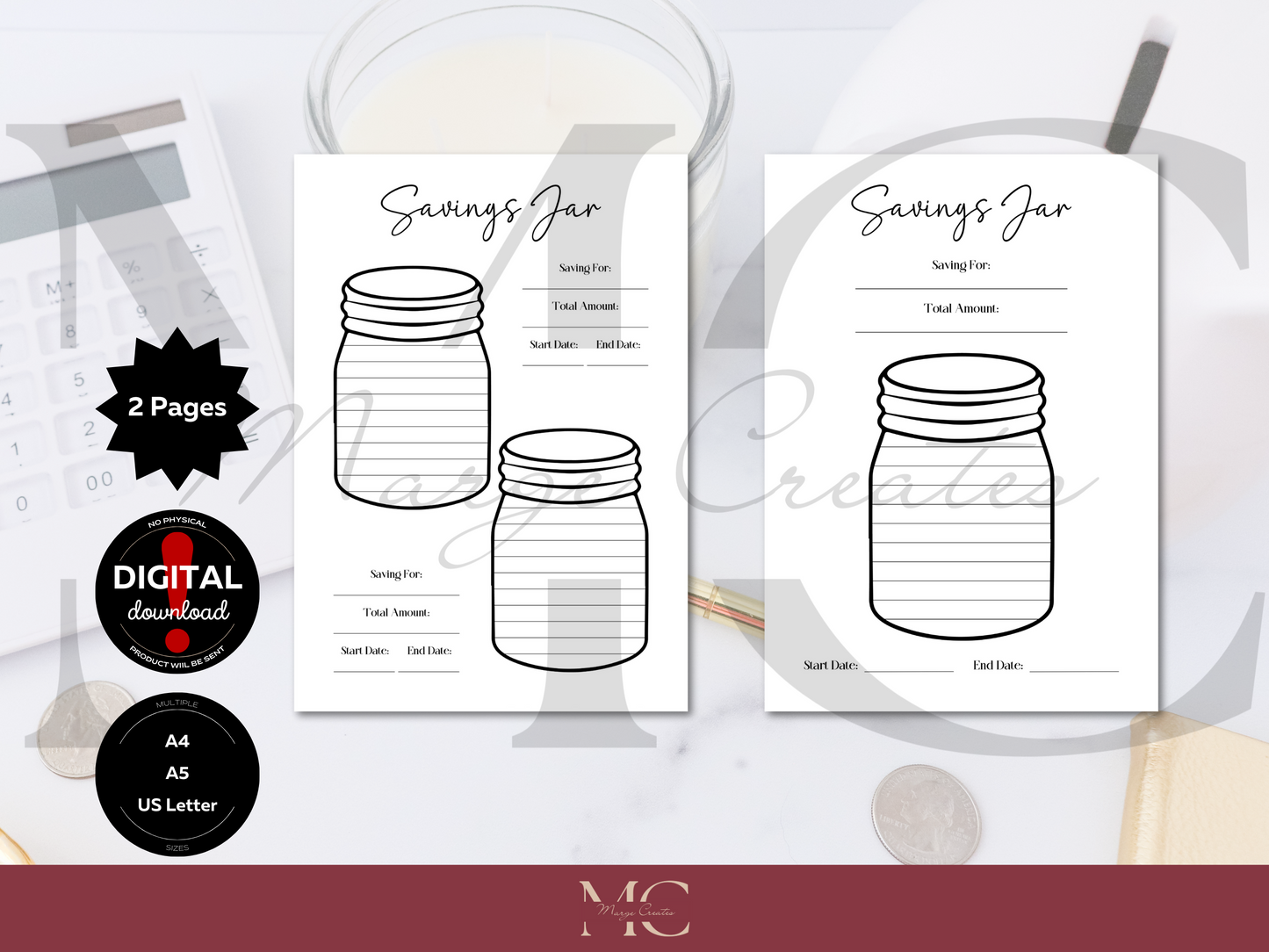Savings Jar, Money Saving Challenge, Savings Tracker