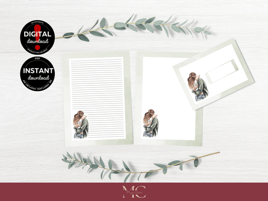 Couples in Love Letter Paper Writing Stationary Set - Writing Paper, Address Labels, Envelope Decoration/Card, 10 Designs - 186 Pages