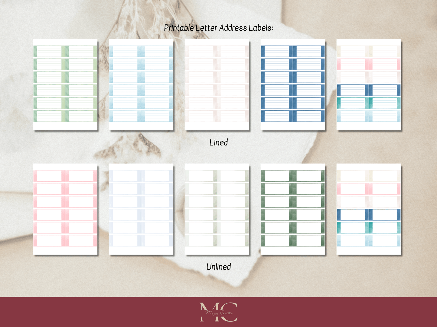 Couples in Love Letter Paper Writing Stationary Set - Writing Paper, Address Labels, Envelope Decoration/Card, 10 Designs - 186 Pages