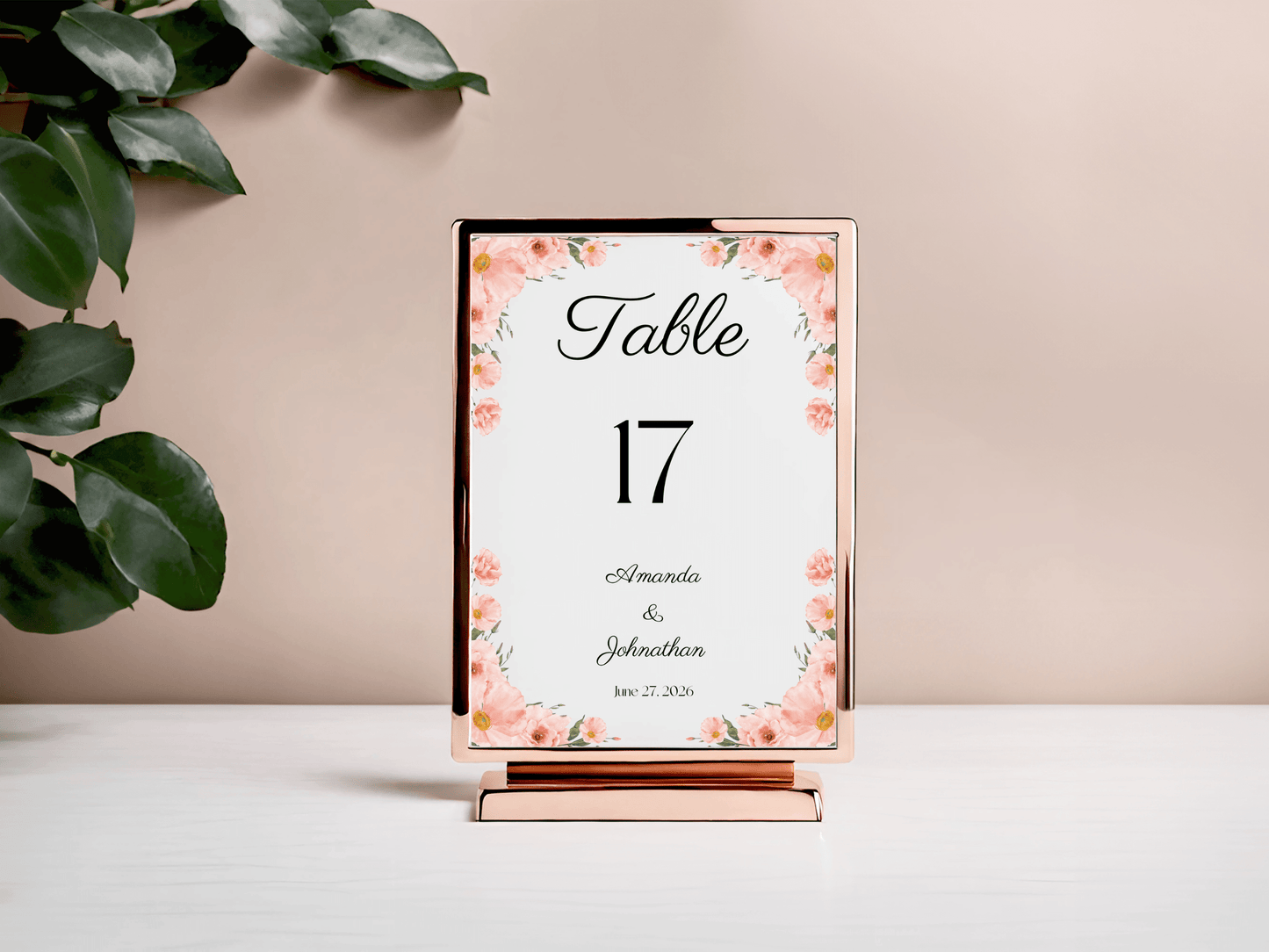 Soft Pink Floral Wedding Seating Template Bundle with Alphabetical Seating Chart, Printable Templates