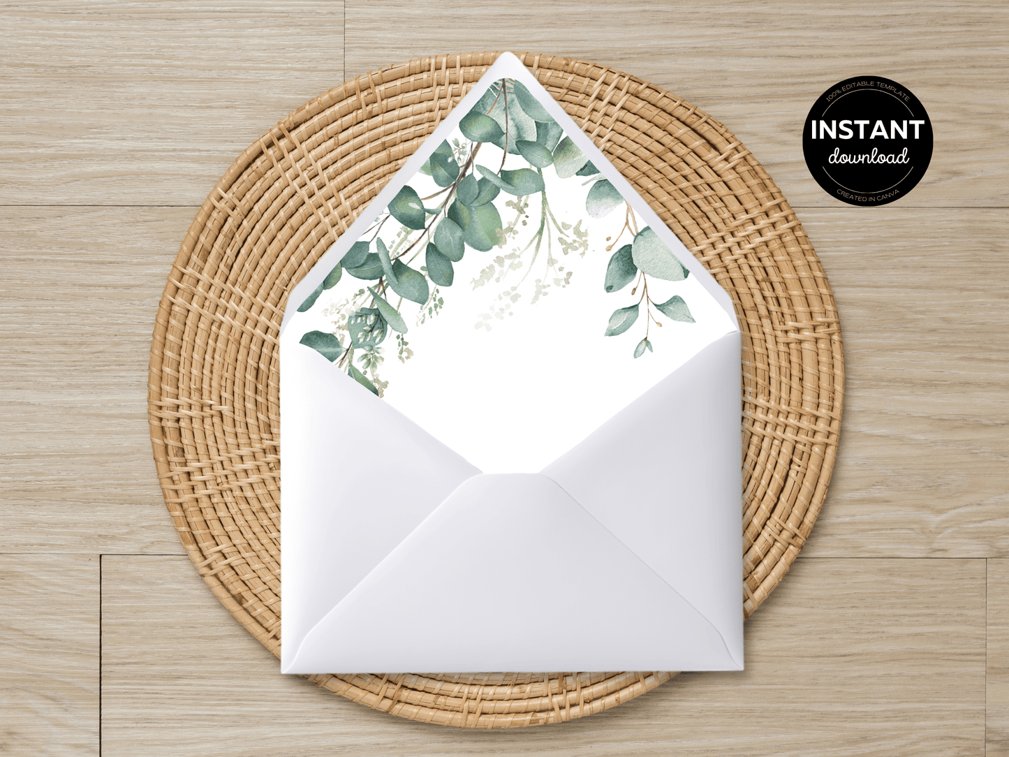 Eucalyptus & Gold Wedding Envelope Decoration Template Bundle, (WA), Printable Templates