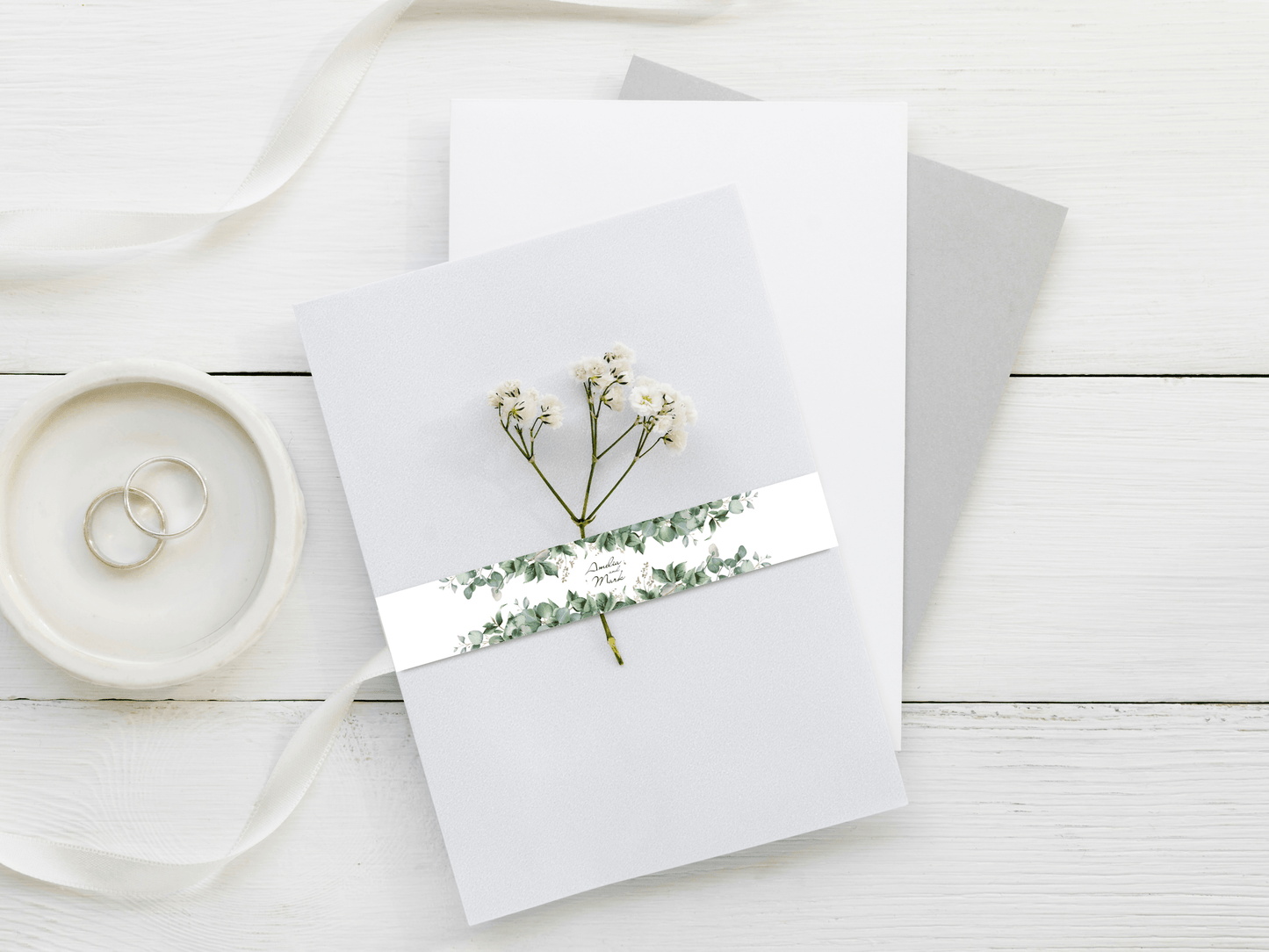 Eucalyptus & Gold Wedding Envelope Decoration Template Bundle, (WA), Printable Templates