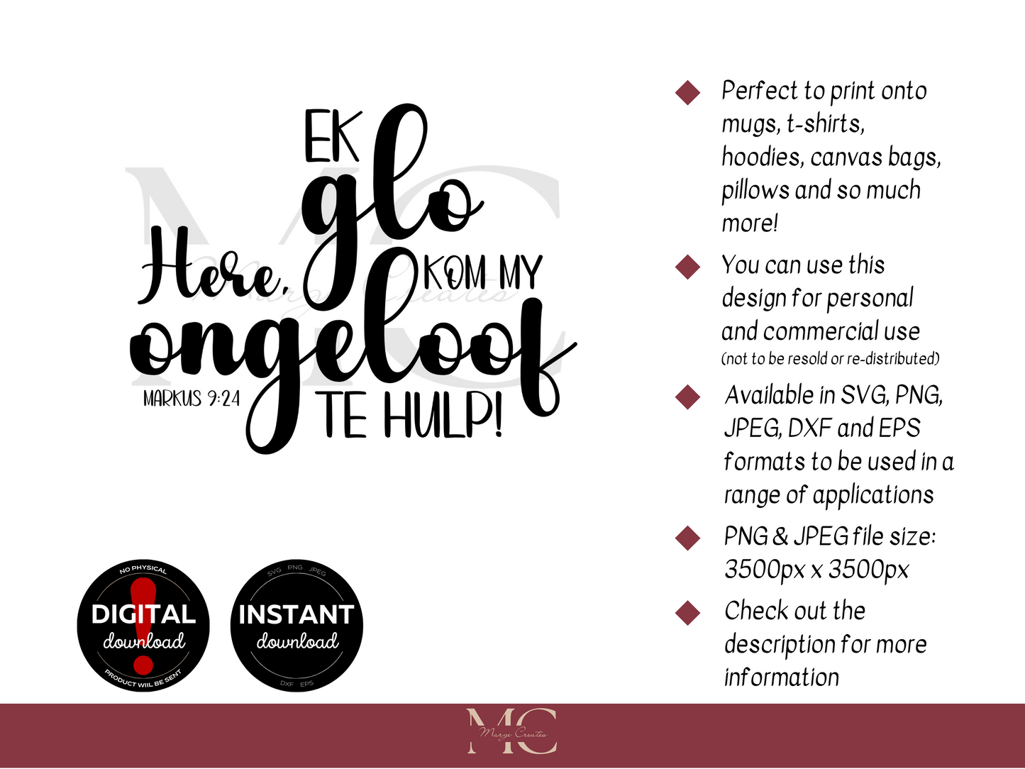 Ek Glo Here, Kom My Ongeloof Te Hulp! PNG & SVG