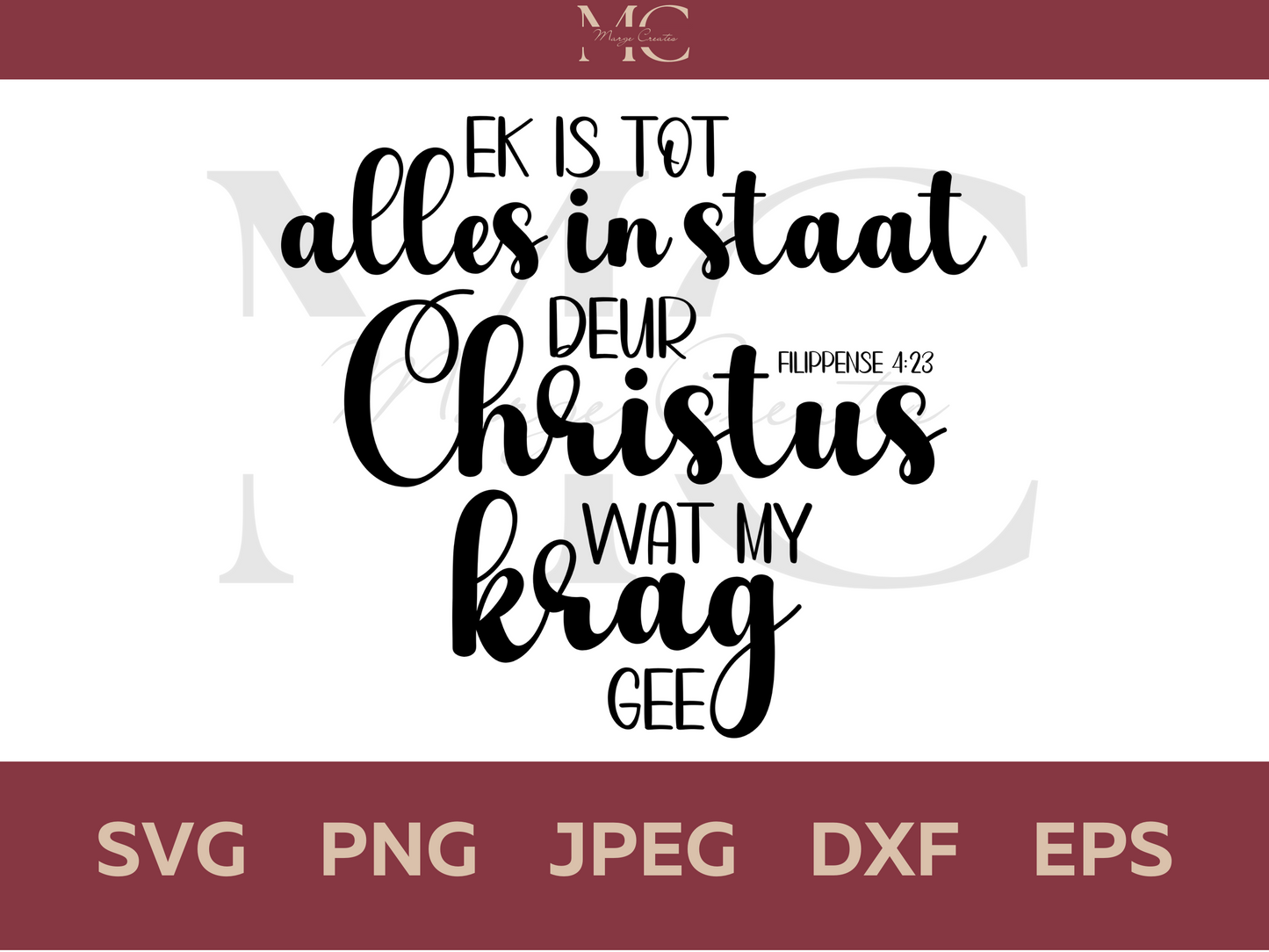 Ek Is Tot Alles In Staat Deur Christus Wat My Krag Gee PNG & SVG
