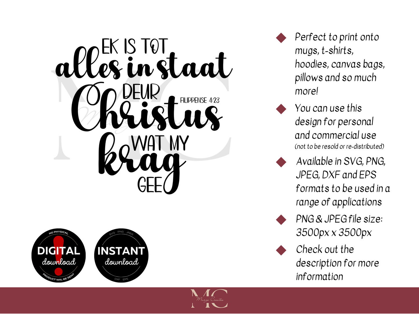 Ek Is Tot Alles In Staat Deur Christus Wat My Krag Gee PNG & SVG