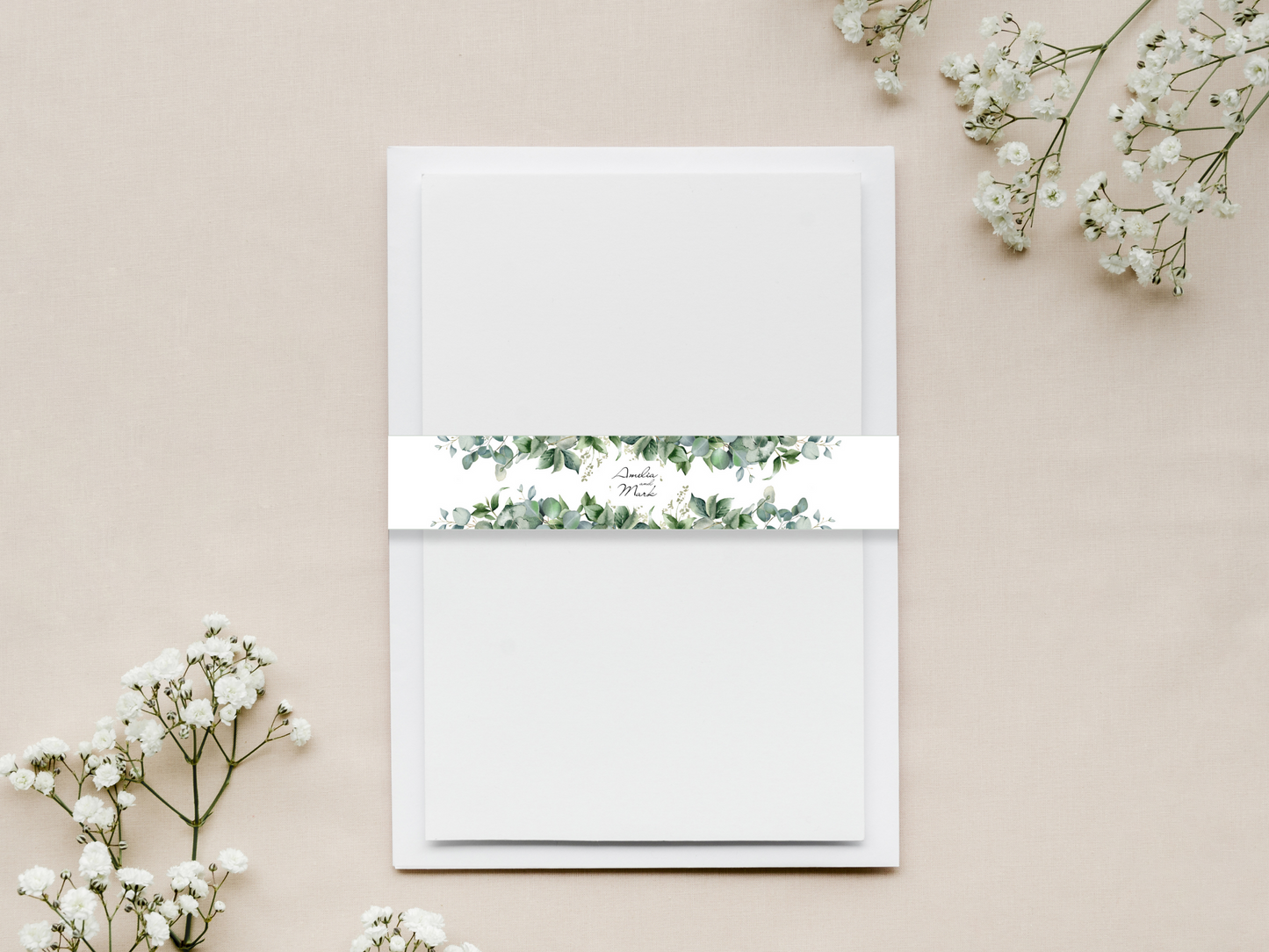 Eucalyptus Wedding Belly Band Templates, Printable Templates