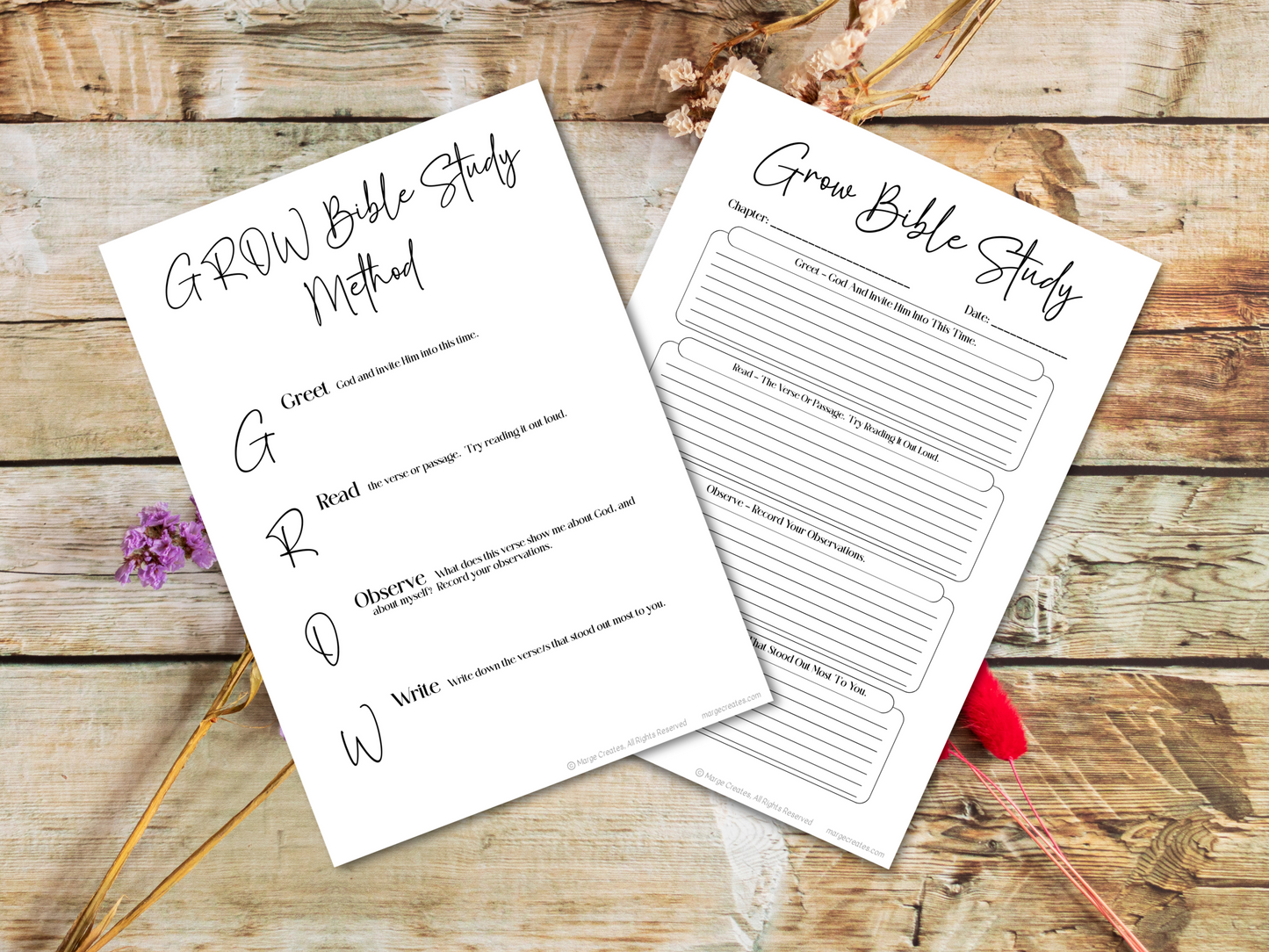 GROW Bible Study Method Worksheet