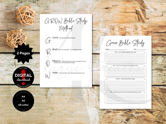 GROW Bible Study Method Worksheet