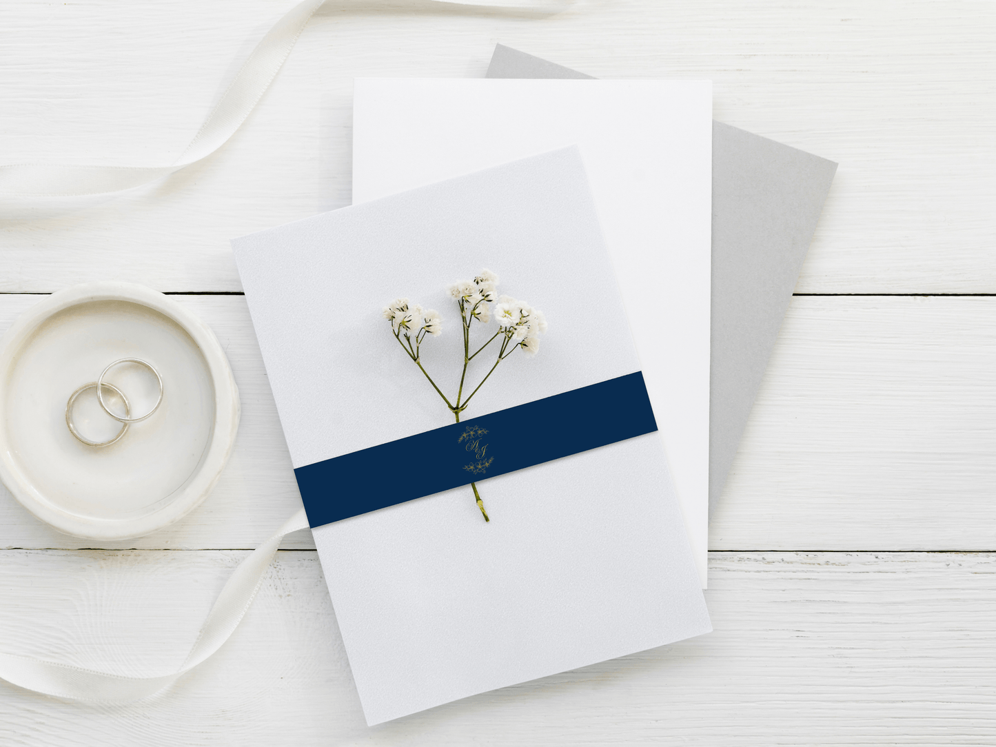 Elegant Blue & Gold Wedding Invitation Suite with Envelope Decoration Templates, Envelope Design 1 (2Pc), Printable Templates