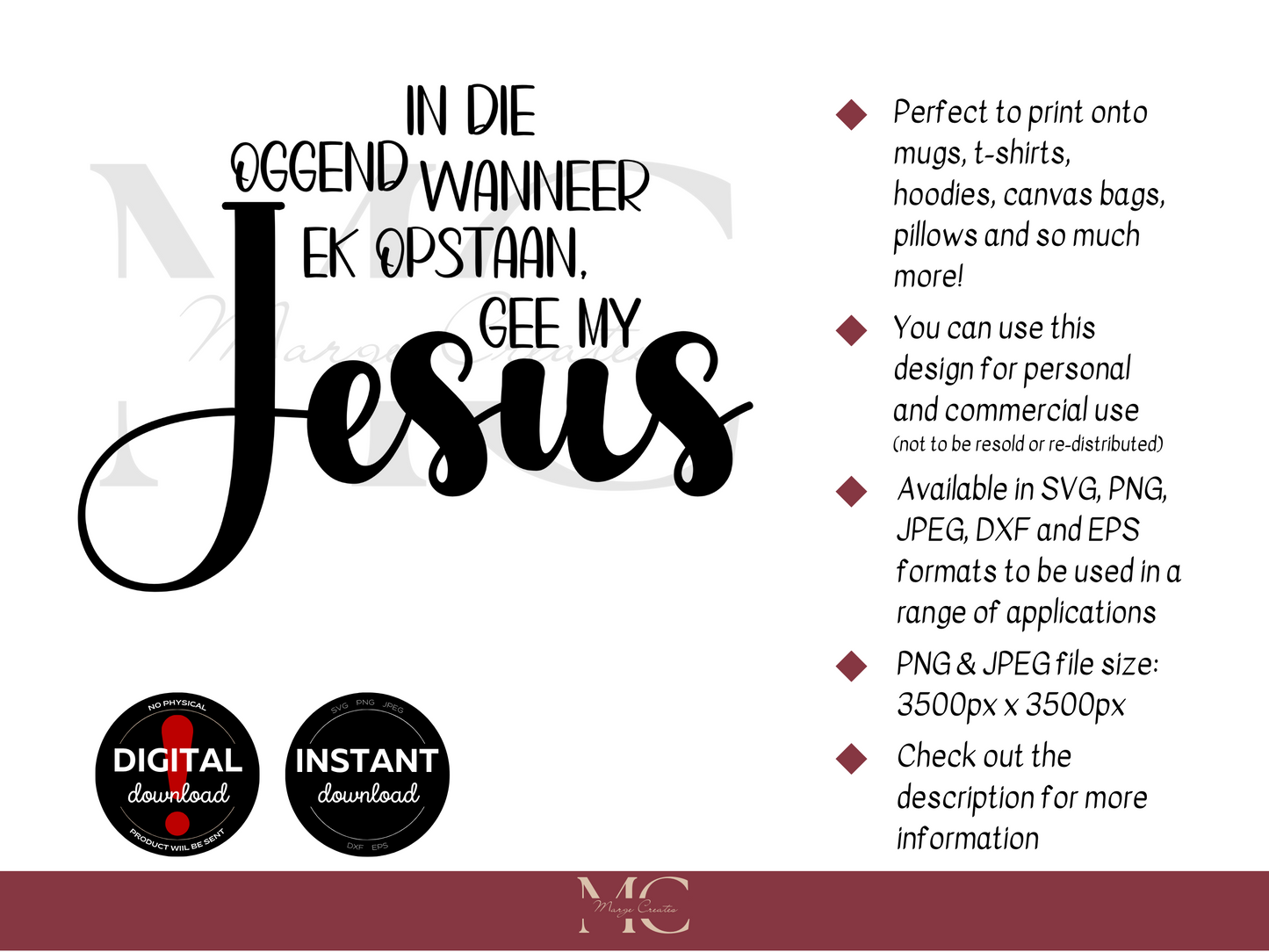 In Die Oggend Wanneer Ek Opstaan, Gee My Jesus PNG & SVG