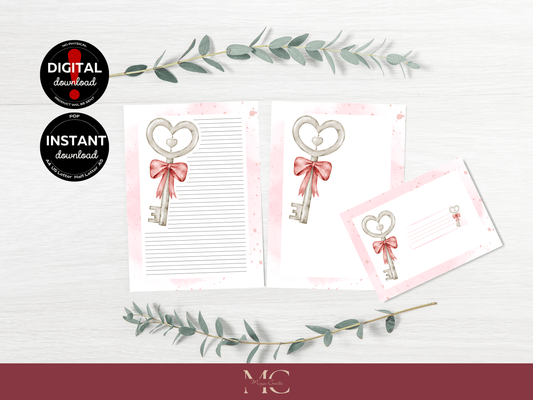 Love Letter Paper Writing Stationery Set - Writing Paper, Address Labels, Envelope Decoration/Card, 20 Designs - 220 Pages