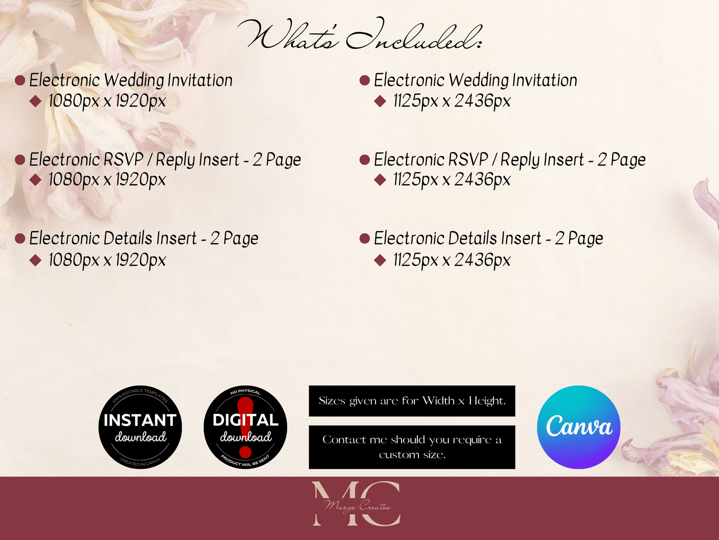 Eucalyptus & Gold Wedding Evite & Insert Cards Template Bundle, Digital Templates