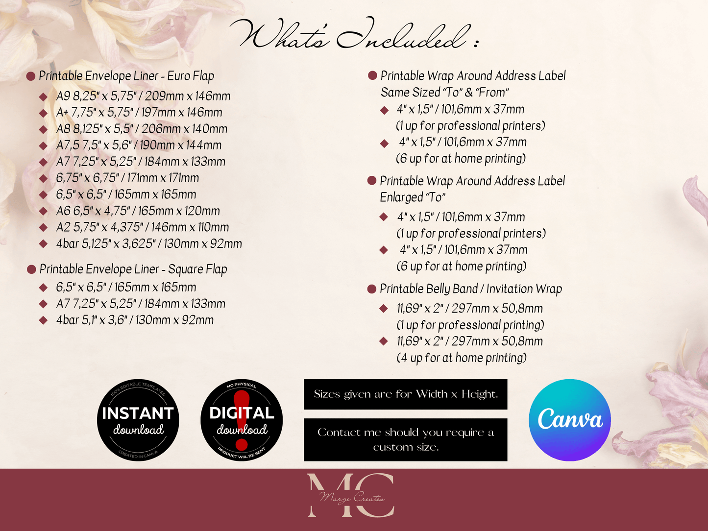 Eucalyptus & Gold Wedding Envelope Decoration Template Bundle, Printable Templates