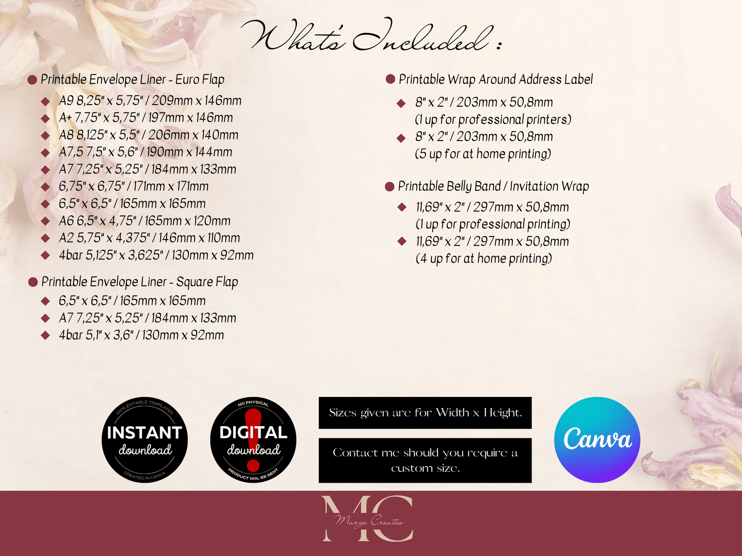 Eucalyptus & Gold Wedding Invitation Suite with Envelope Decorative Templates, Printable Templates