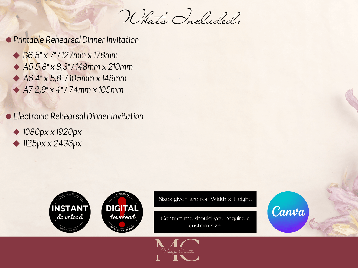 Eucalyptus & Gold Wedding Rehearsal Dinner Invitation Templates, Printable & Digital Templates