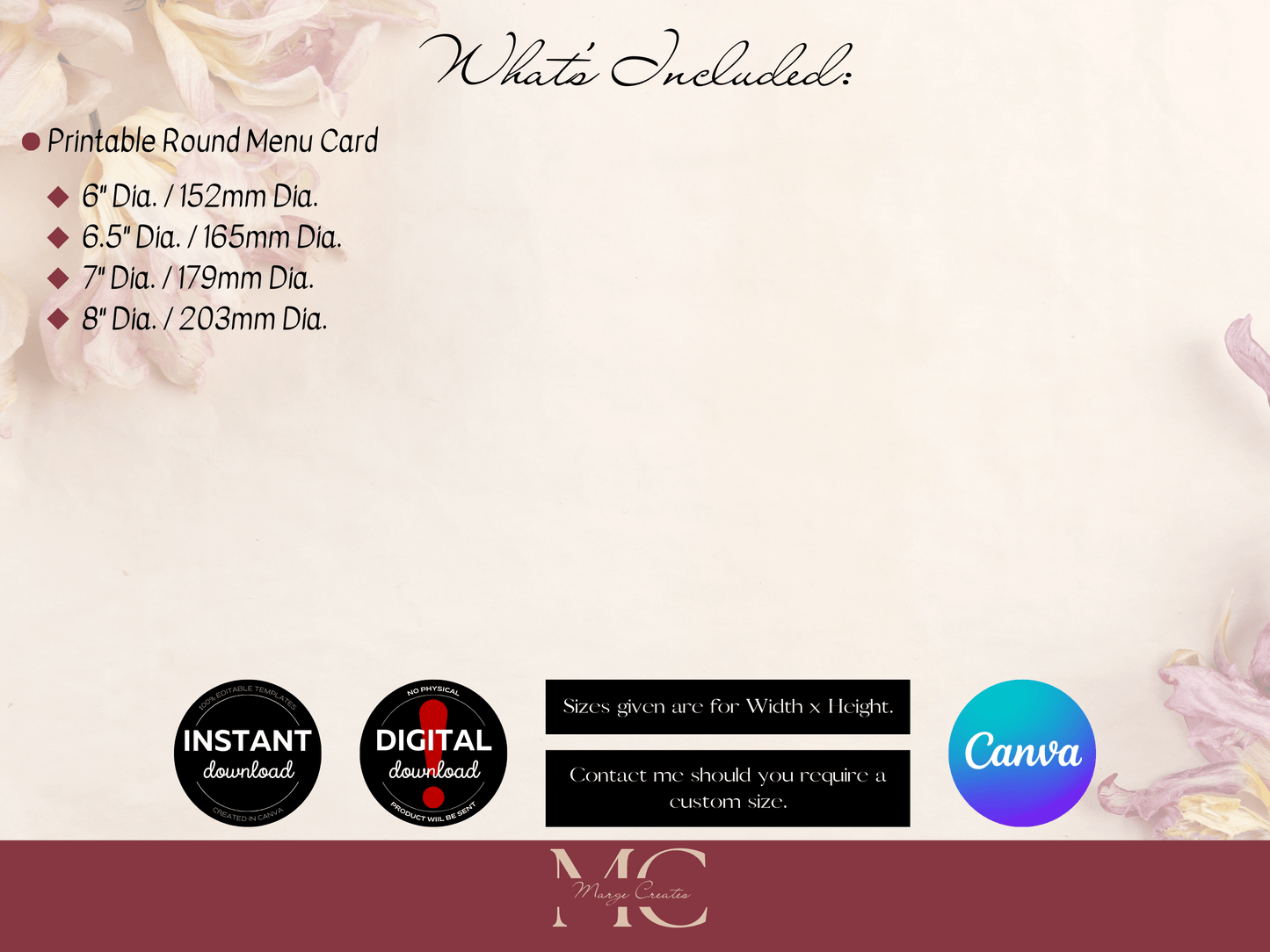 Eucalyptus Round Wedding Menu Templates, Printable Templates
