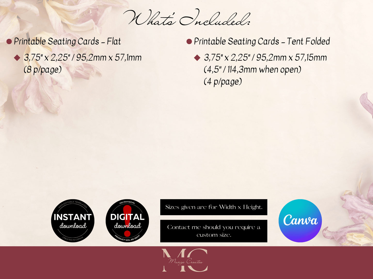 Eucalyptus & Gold Wedding Seating Card Templates, Printable Templates