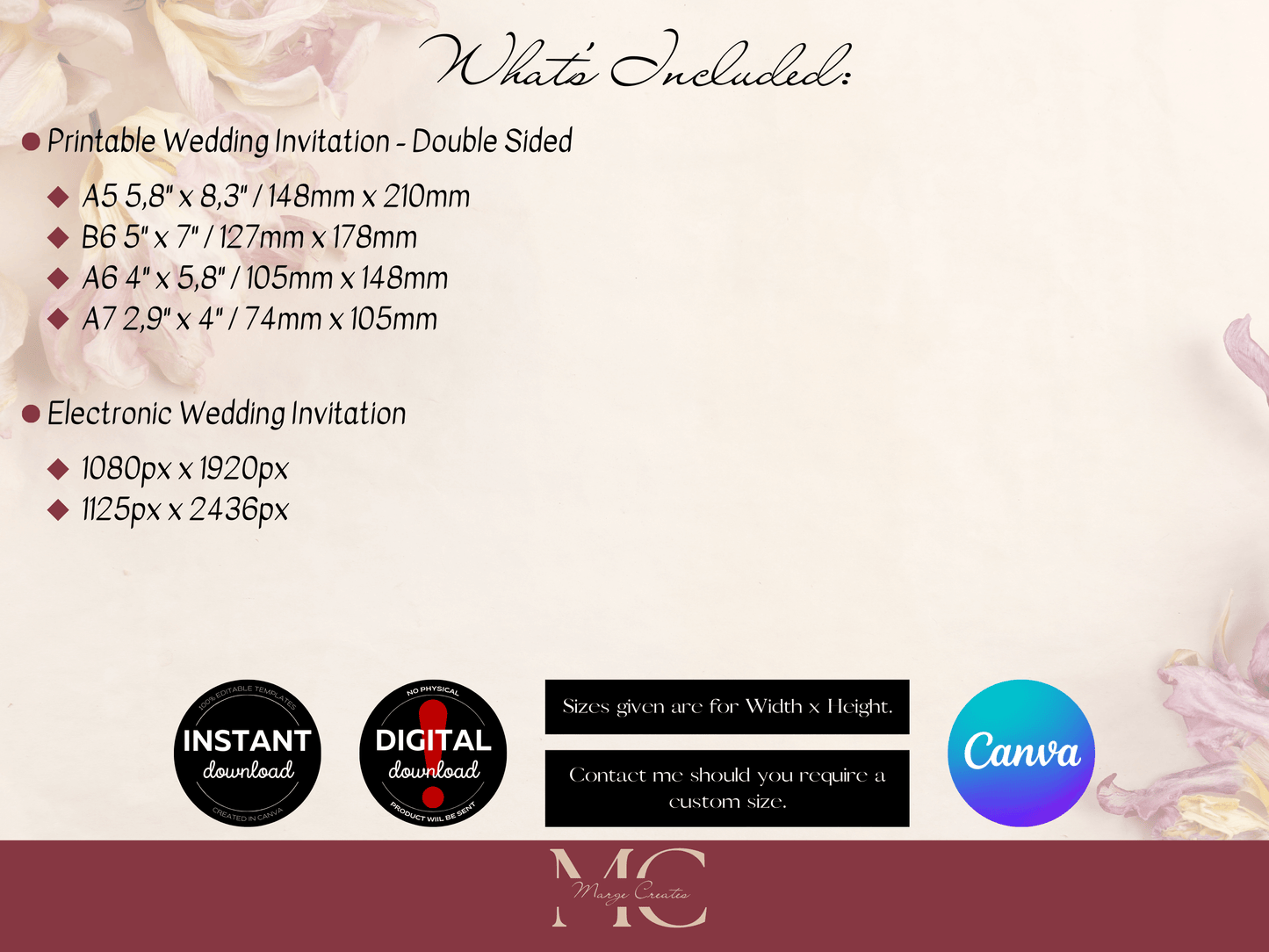 Eucalyptus & Gold Wedding Invitation Templates, Printable & Digital Templates