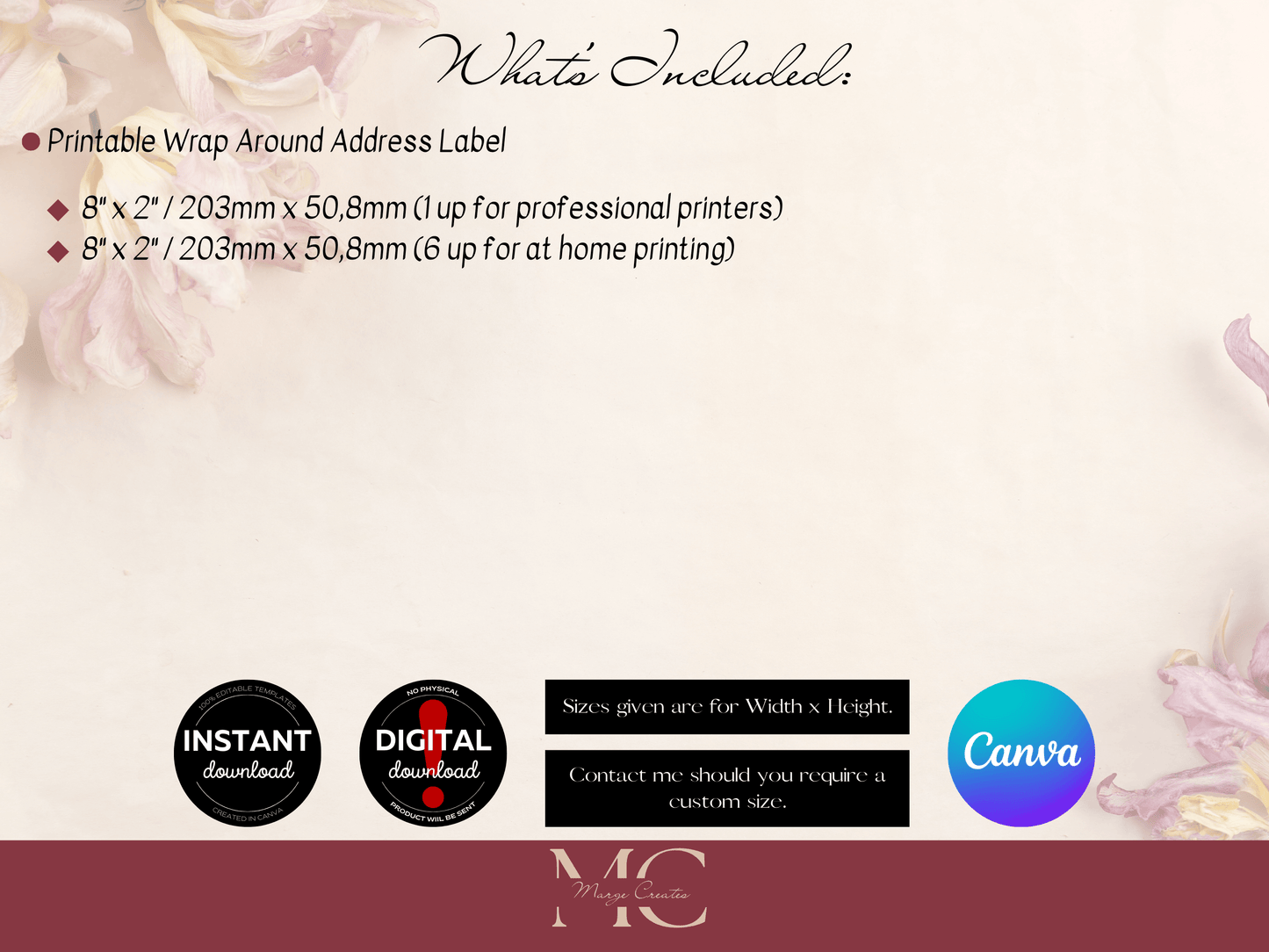 Eucalyptus & Gold Wedding Wrap Around Address Label Templates, Printable Templates