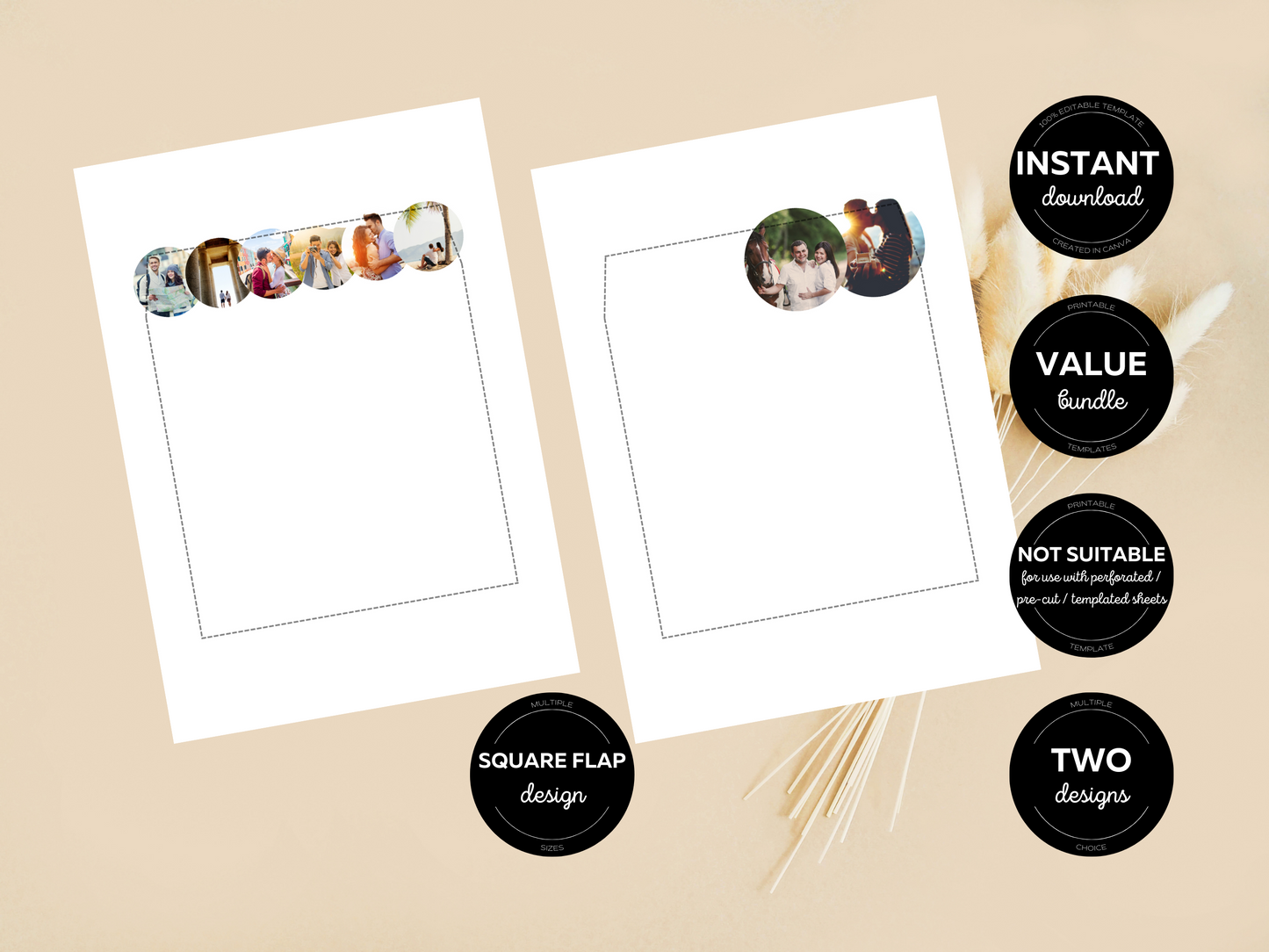 Minimalist Photo Wedding Envelope Liner Template, Printable Templates