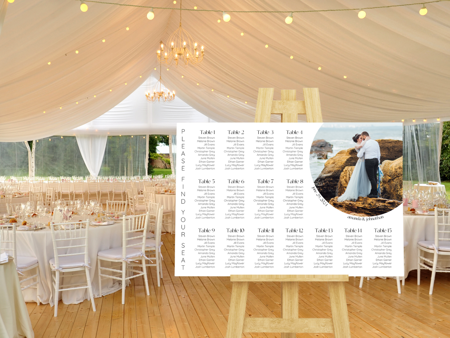 Minimalist Photo Wedding Seating Template Bundle, Printable Templates