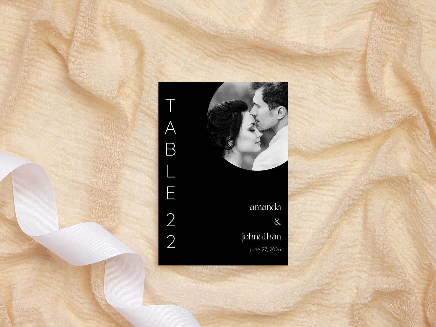 Minimalist Photo Wedding Table Number Template, Printable Templates