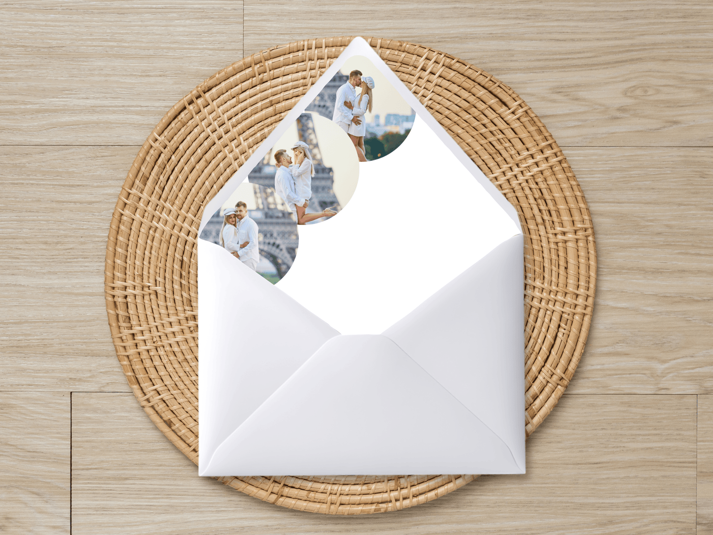 Minimalist Round Photo Wedding Invitation Suite with Envelope Decoration Templates, Envelope Design 2 (2Pc), Printable Templates