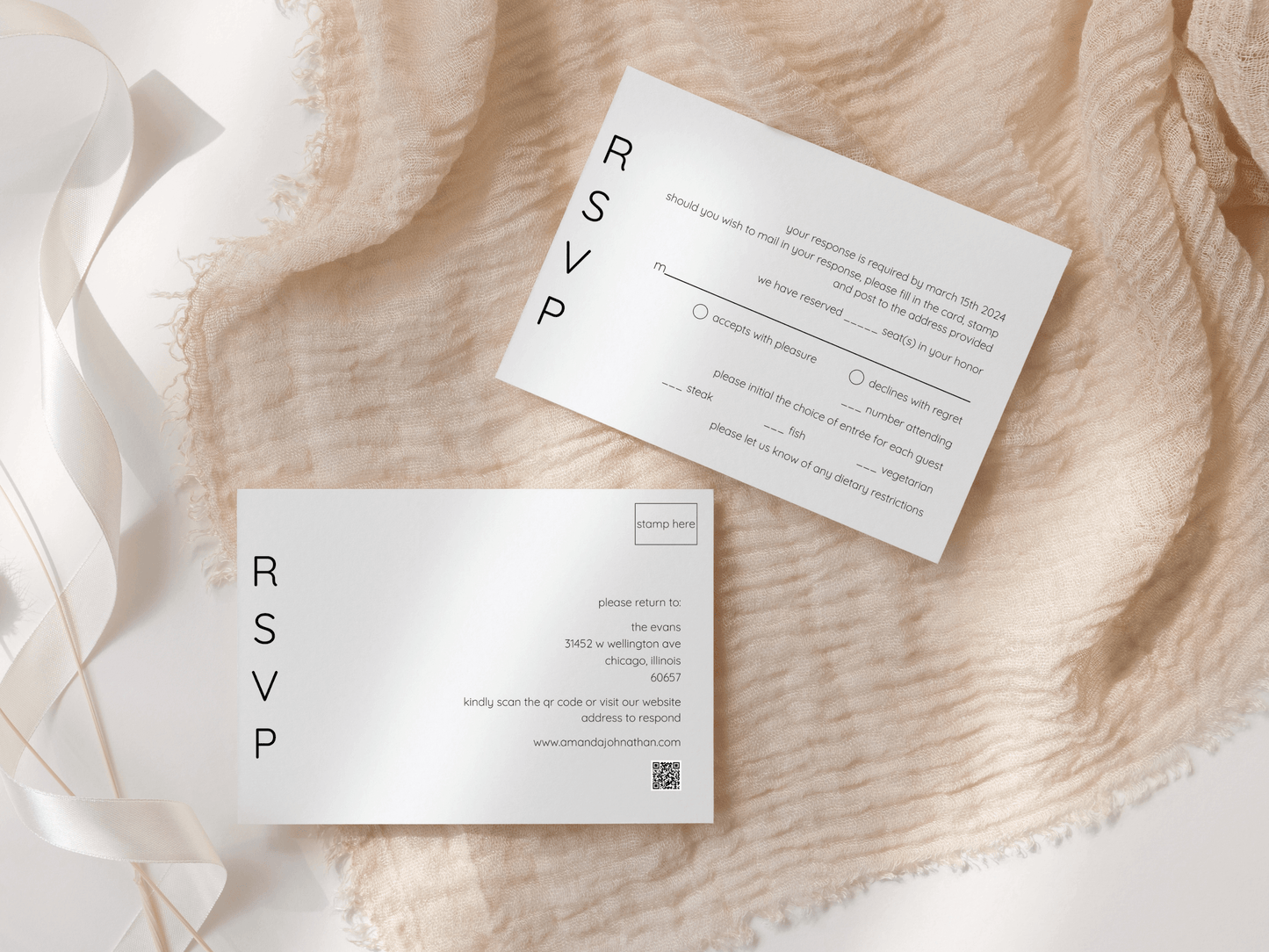 Minimalist Round Photo Wedding Invitation Suite with Envelope Decoration Templates, Envelope Design 2 (2Pc), Printable Templates