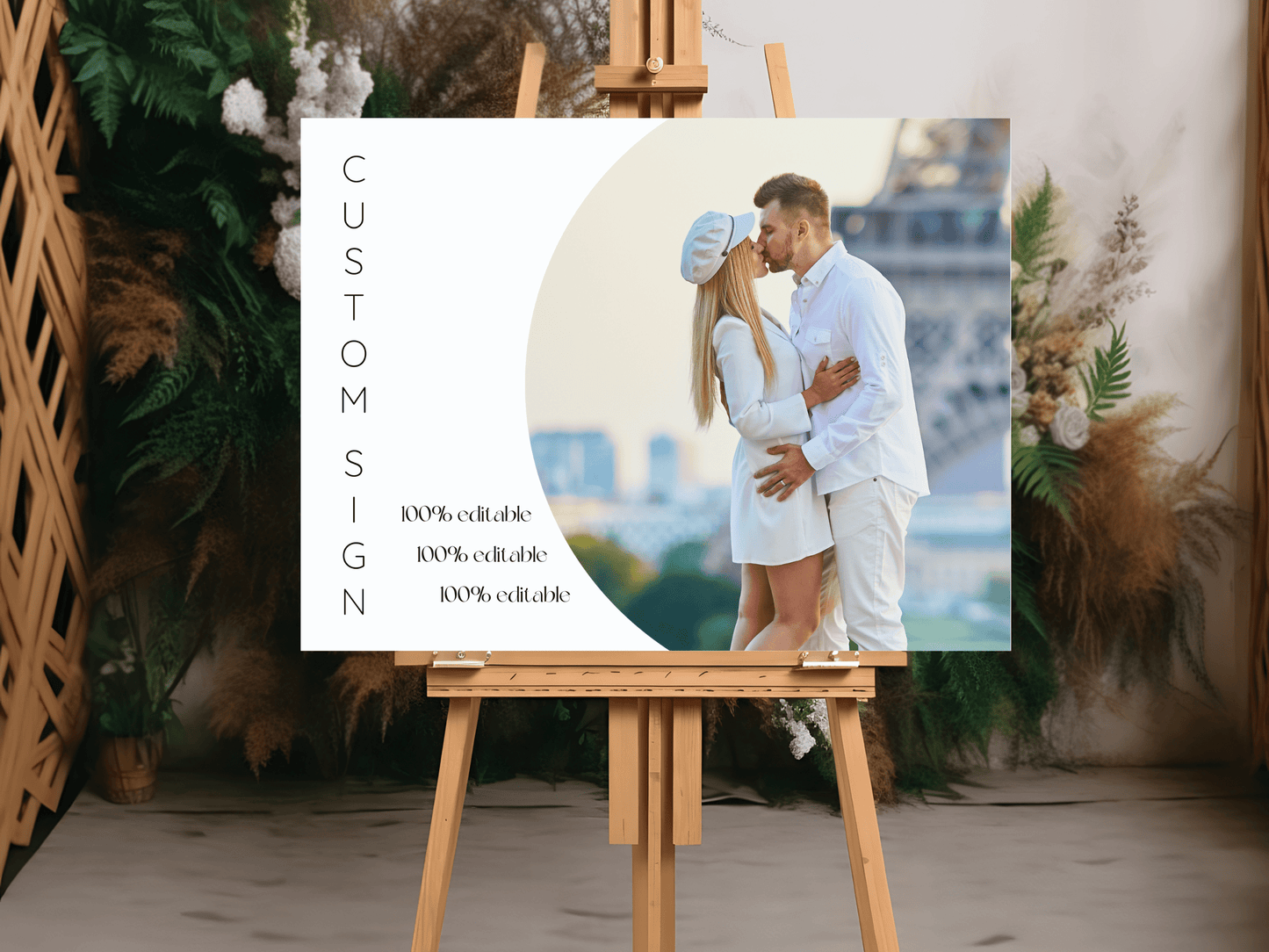 Minimalist Round Photo Wedding Custom Sign Template, Printable Templates