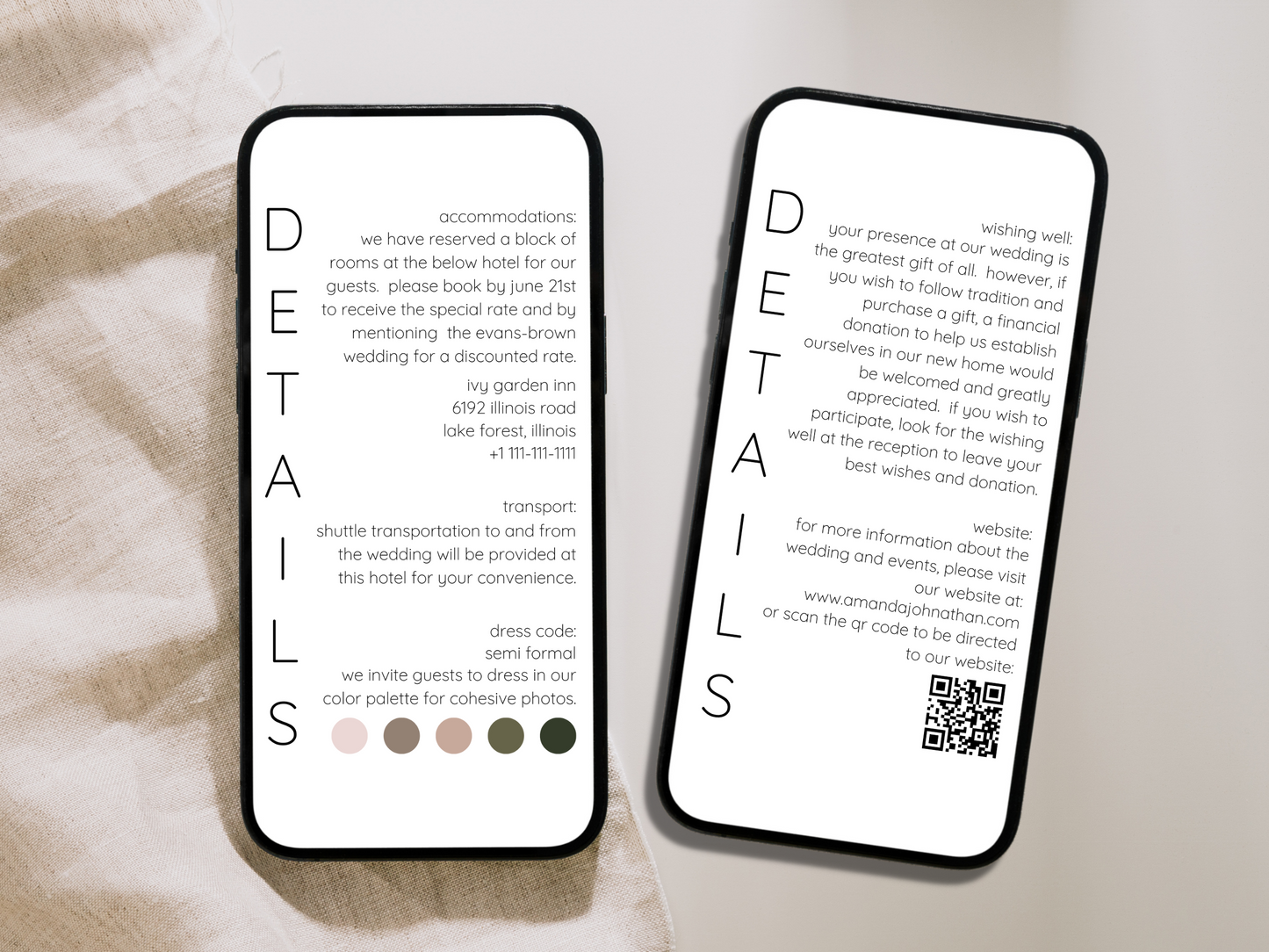 Minimalist Photo Wedding Invitation & Insert Card Template Bundle, Printable & Digital Templates