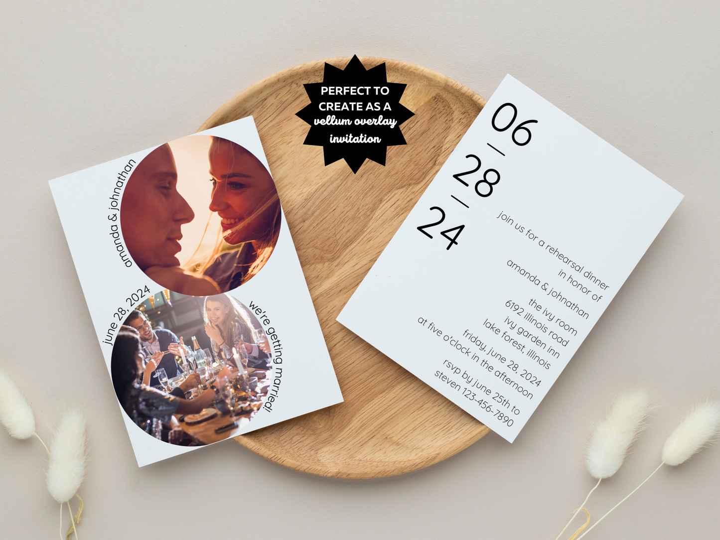 Minimalist Photo Wedding Rehearsal Dinner Invitation Template, Printable & Digital Templates