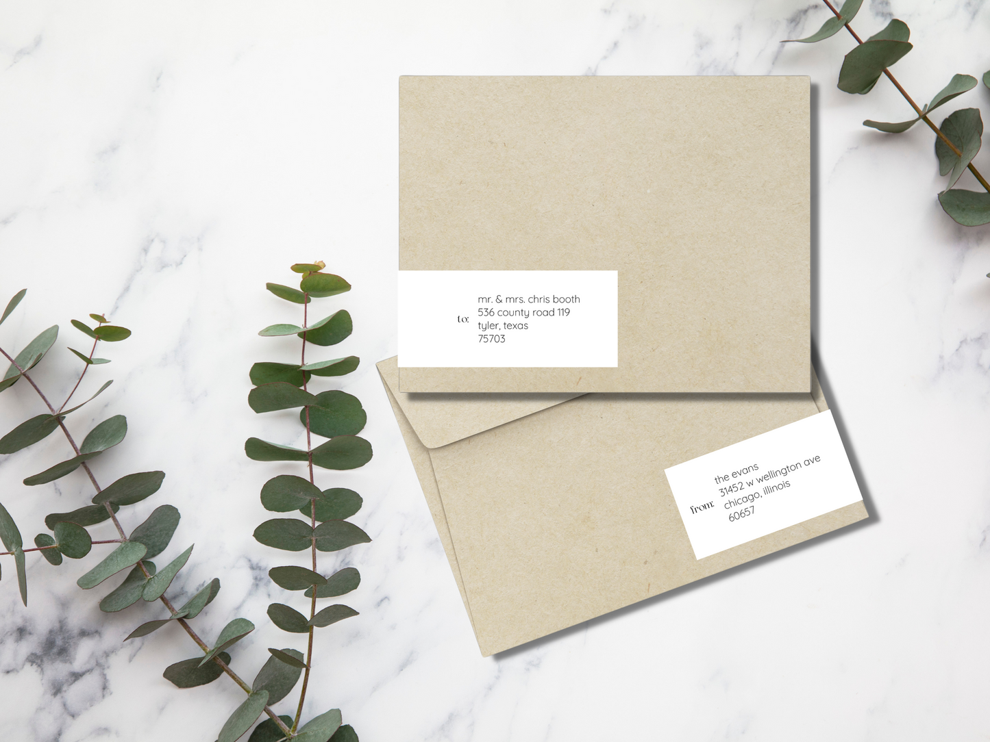 Minimalist Wedding Wrap Around Address Label Template, Printable Templates