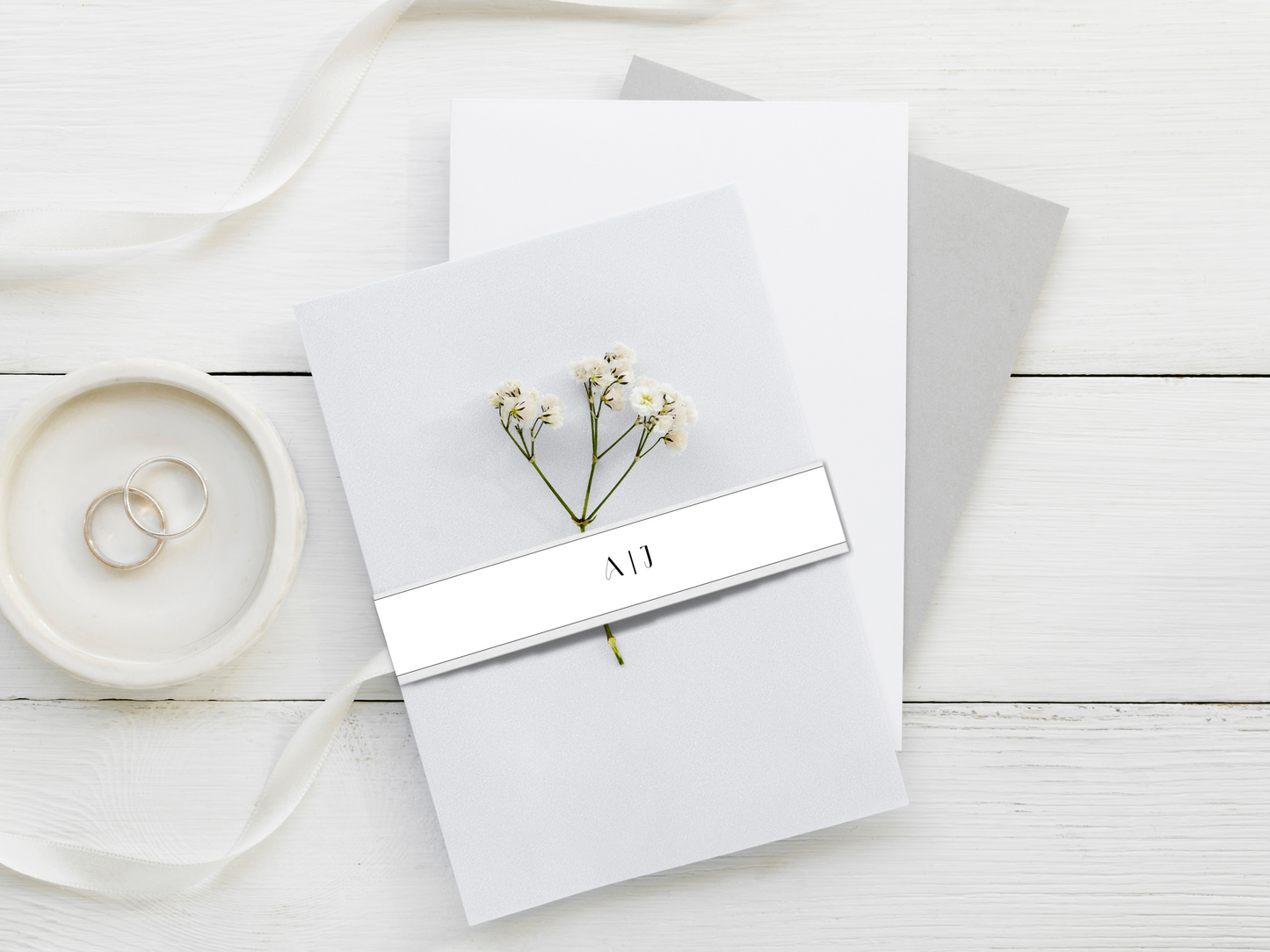Modern Minimalist Wedding Belly Band Template, Printable Templates