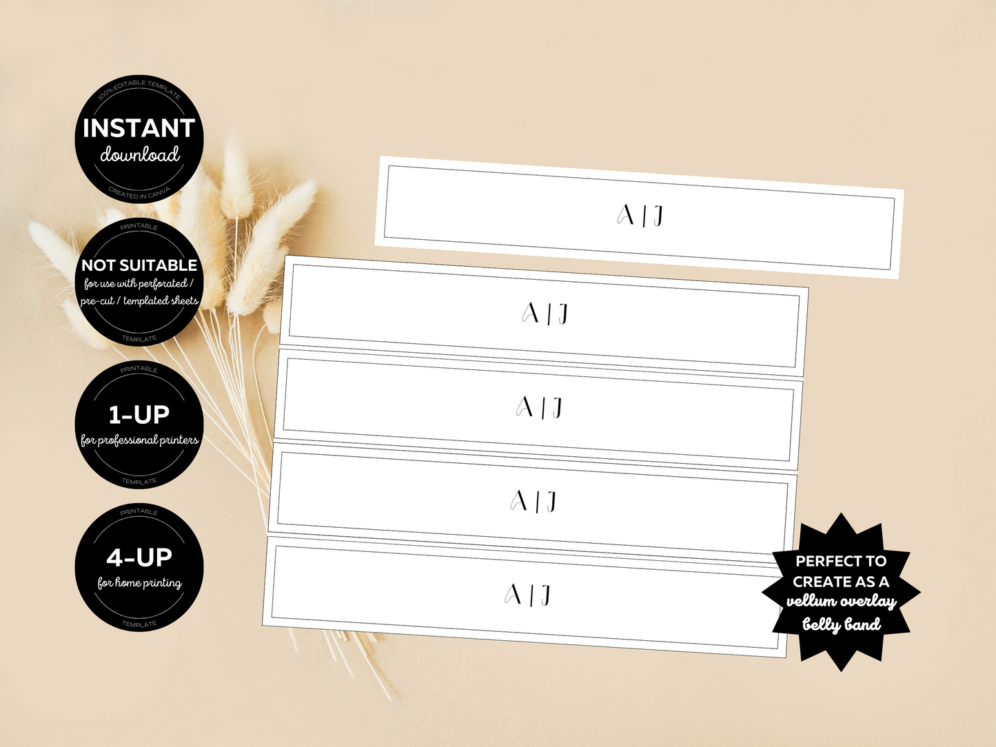 Modern Minimalist Photo Wedding Envelope Decorative Template Bundle, Printable Templates