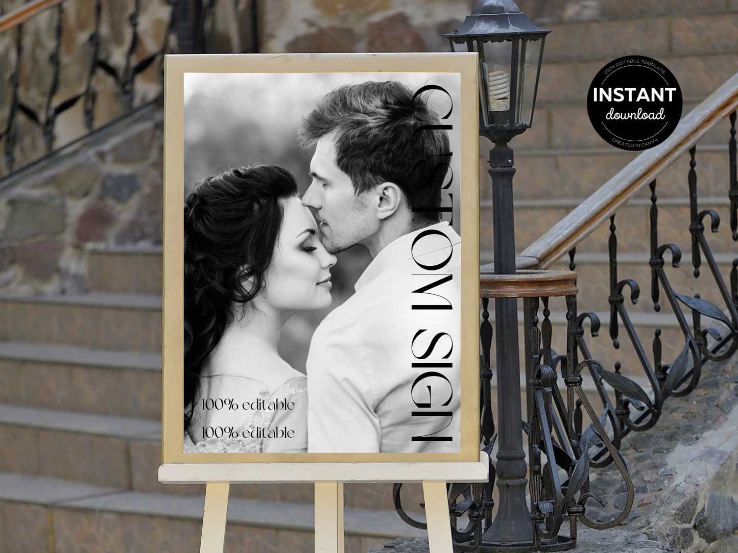 Modern Minimalist Photo Wedding Custom Sign Template, Printable Templates