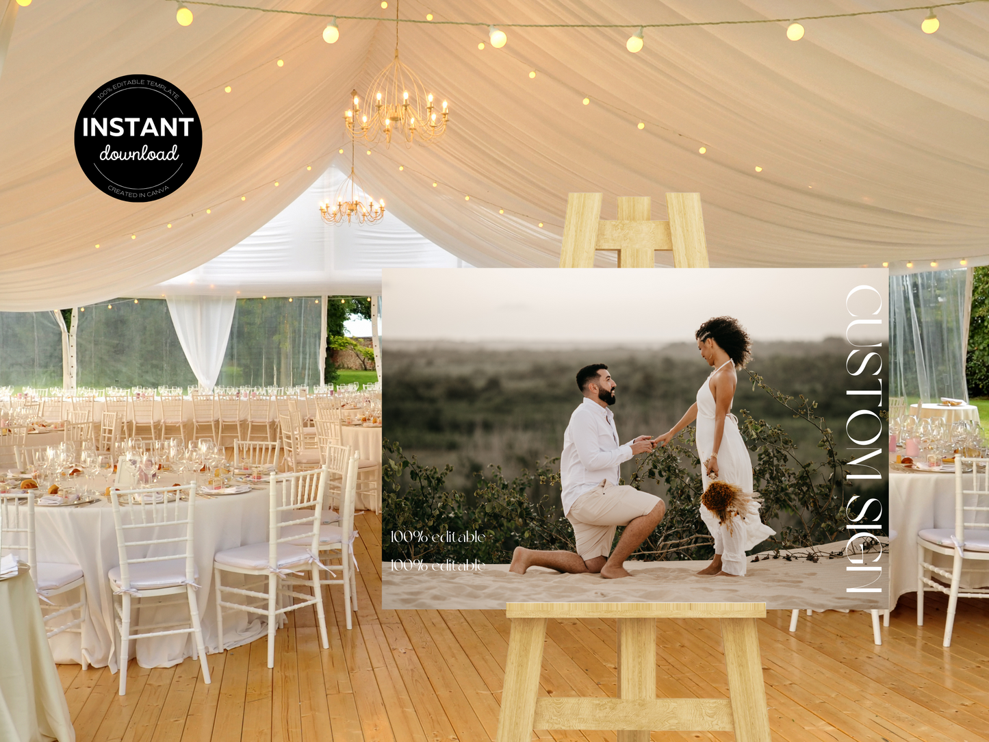 Modern Minimalist Photo Wedding Sign Template Bundle, Printable Templates
