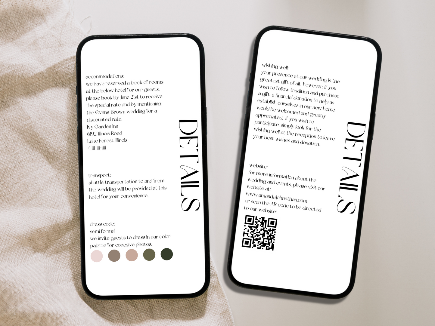 Modern Minimalist Photo Wedding Evite & Insert Cards Template Bundle, Digital Templates