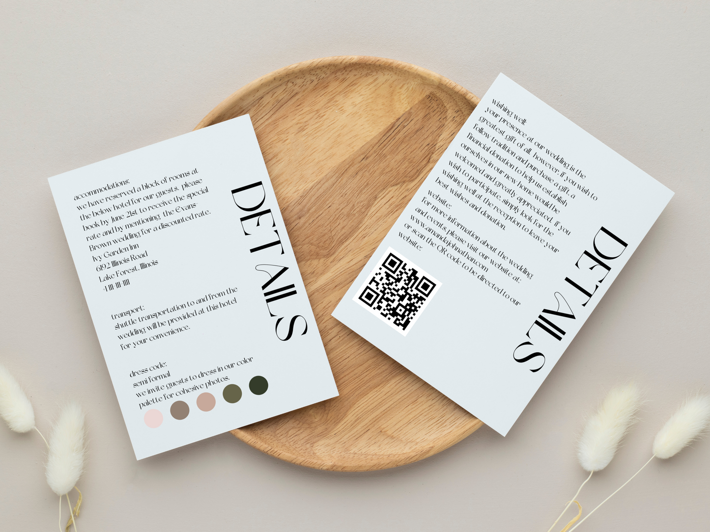 Modern Minimalist Photo Wedding Invitation & Insert Cards Template Bundle, Printable Templates