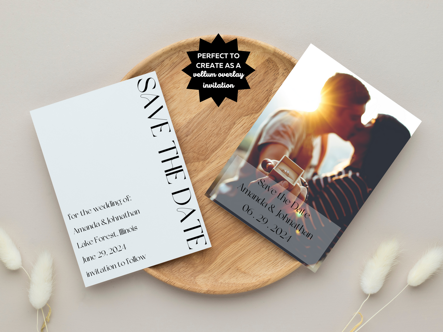 Modern Minimalist Photo Wedding Save the Date Templates, Printable & Digital Templates