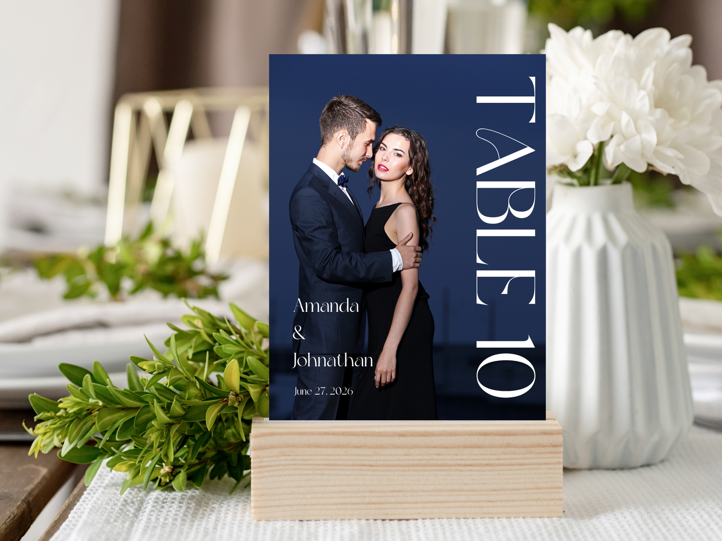 Modern Minimalist Photo Wedding Table Number Template, Printable Templates
