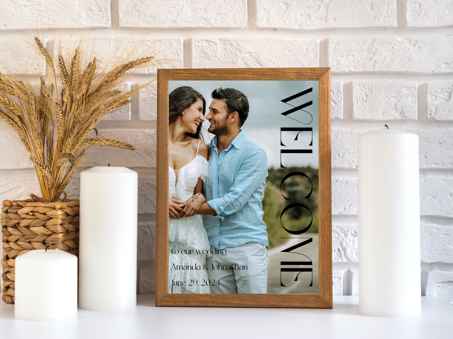 Modern Minimalist Photo Wedding Sign Template Bundle, Printable Templates