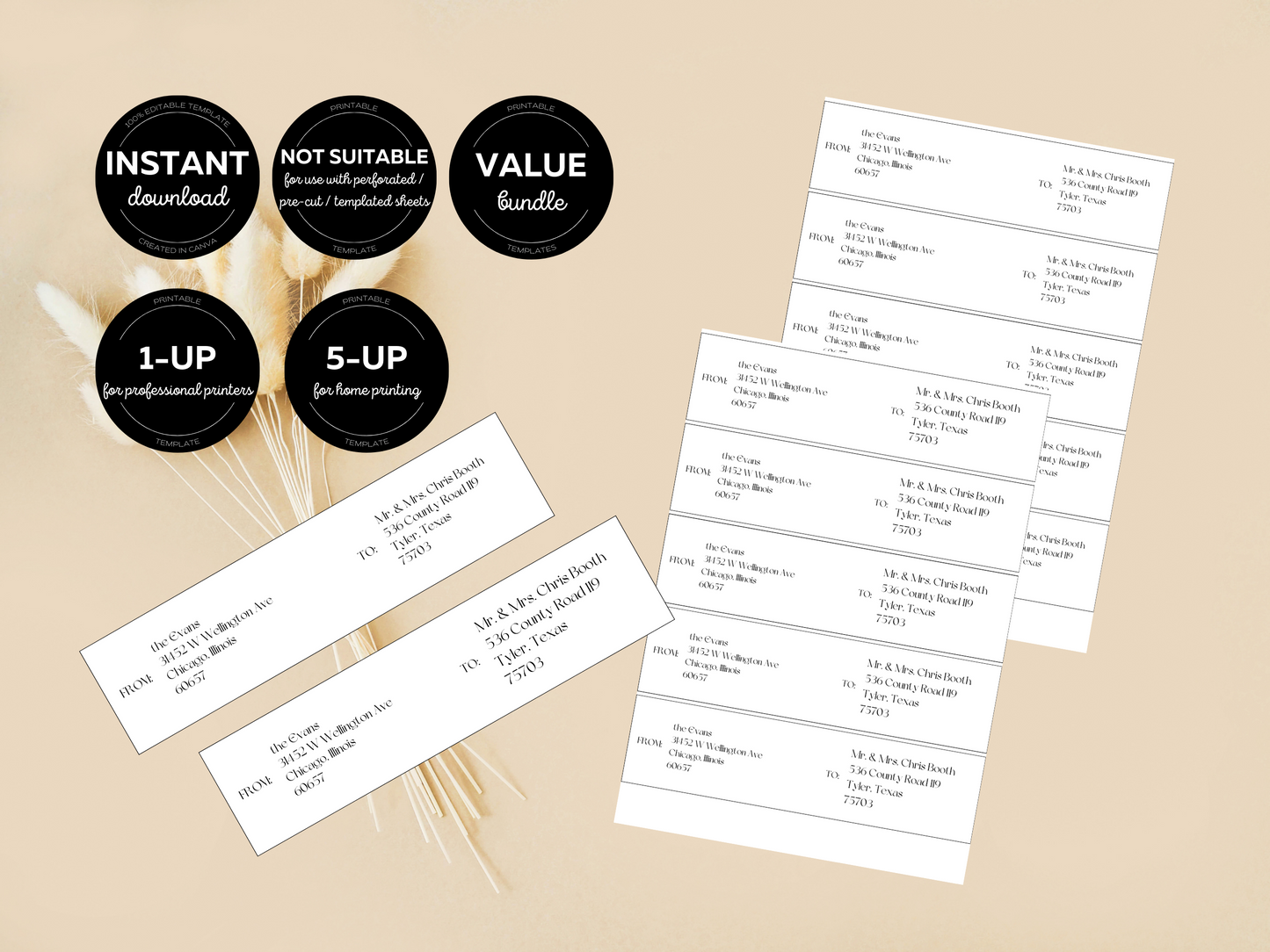 Modern Minimalist Photo Wedding Envelope Decorative Template Bundle, Printable Templates