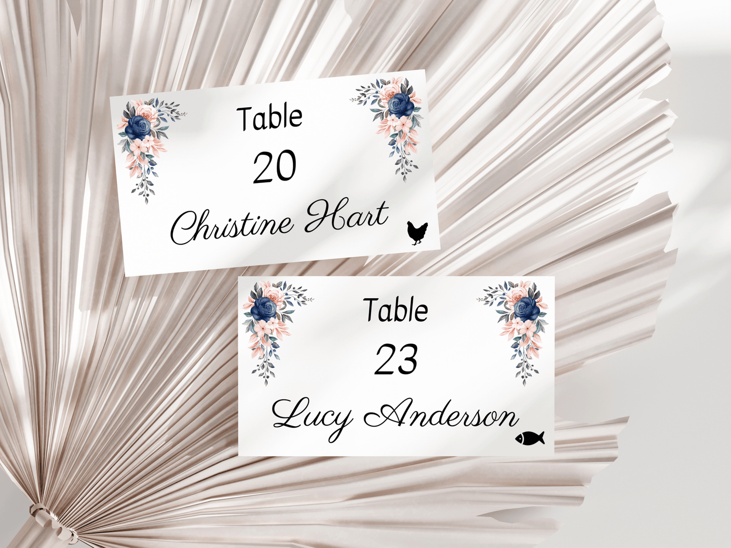 Pink & Blue Floral Wedding Seating Template Bundle, Printable Templates