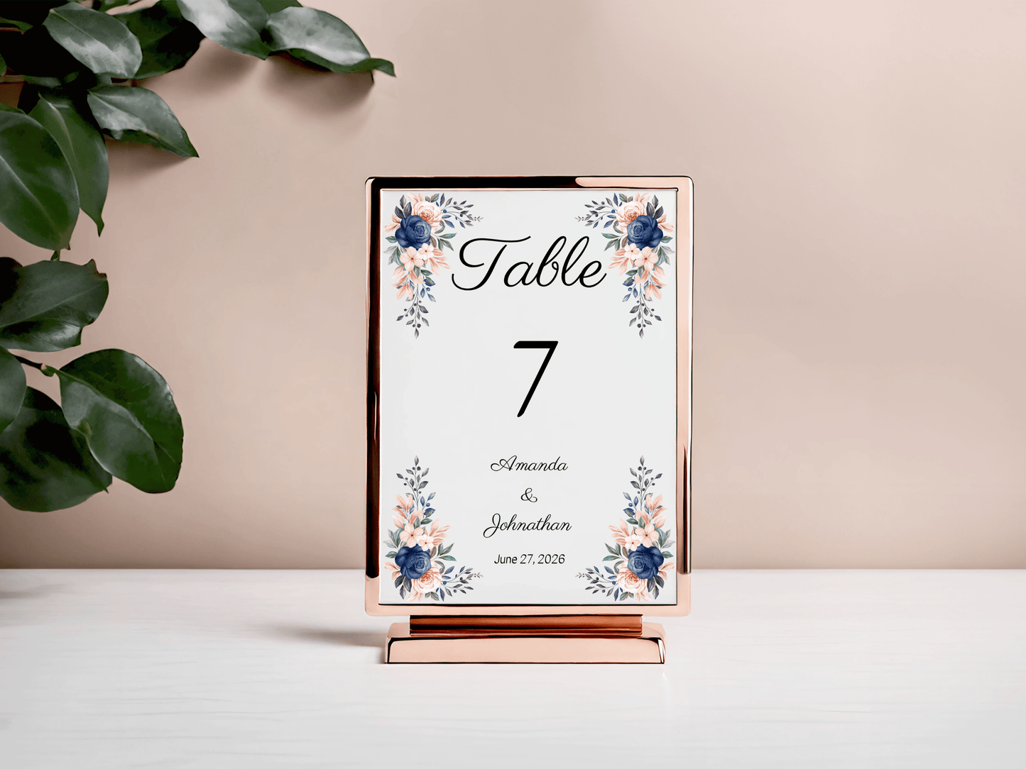 Pink & Blue Floral Wedding Seating Template Bundle, Printable Templates