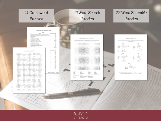 Bible Word Puzzle Bundle - Joseph in Egypt - Crossword, Word Search, Word Scramble