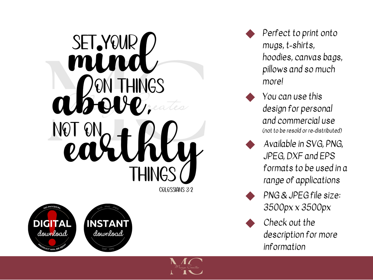 Set Your Mind on Things Above, Not on Earthly Things PNG & SVG